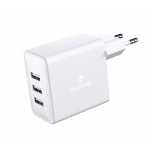 Sieťový Adaptér Swissten 3 x USB 3 a 15 W, biela 22052100