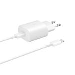 Rýchlonabíjačka Samsung 25 W s USB-C káblom, OOB Bulk, biela EP-TA800EWE + EP-DA905BWE
