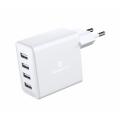 Adaptér Swissten 4 x USB 4 a 20 W, biela 22053100