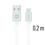 Dátový kábel Swissten textilný s USB-C konektorom a podporou rýchlonabíjania, strieborný 71521103