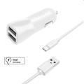 FIXED Autonabíjačka Smart Rapid Charge 2 x USB s káblom USB/USB-C 1 m, 15 W, biela FIXCC15-2UC-WH