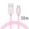 Dátový kábel Swissten textilný s Micro-USB konektorom a podporou rýchlonabíjania, ružovozlatý 71522305