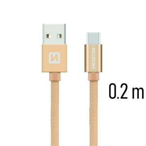 Dátový kábel Swissten textilný s USB-C konektorom a podporou rýchlonabíjania, zlatý 71521104
