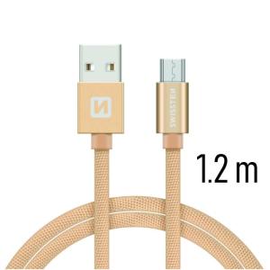 Dátový kábel Swissten textilný s Micro-USB konektorom a podporou rýchlonabíjania, zlatý 71522204