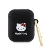Hello Kitty Silikónový 3D Kitty Head Logo obal pre Apple AirPods 1/2, čierny