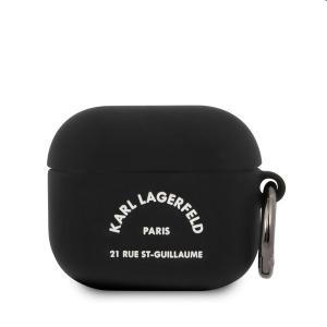 Karl Lagerfeld Rue St Guillaume silikónový obal pre Apple AirPods 3, čierny