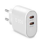 SBS Cestovný adaptér 2 x USB-C, PD, 35 W, biela TETR2CPD35W