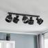 Stropné svietidlo Rif 5, päť žiaroviek, čierne