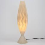 Stolná lampa Koral z organického materiálu, ľan, 65 cm