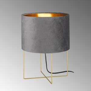 Stolná lampa Aura, zamatové tienidlo, výška 32 cm, sivá