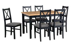 Drewmix Jedálenský set MAX 5 / NILO 10  | čierna/dub grandson 1+6