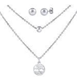 Silvego Oceľový set prívesku Strom života, dvojitej retiazky a náušníc KMM143006