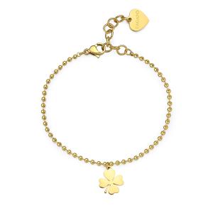 S`Agapõ Obľúbený pozlátený náramok so štvorlístkom Smile SSM016
