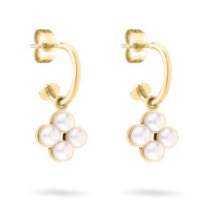 Tamaris Slušivé pozlátené kruhové náušnice 2v1 Flower Pearl TJ-0521-E-23