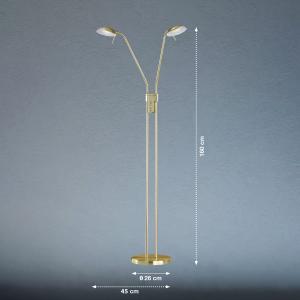 LED stojacia lampa Pool, mosadzná farba, výška 160 cm, 2 svetlá.