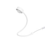Stolná lampa LIGHTME Powerlens Snake, biela, flexibilné rameno