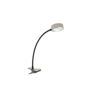 Stolná lampa LIGHTME Powerlens Flex, svorka, titánová farba