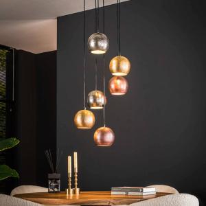 Závesné svietidlo Mixa, 6 svetiel, zlatá / strieborná / bronzová