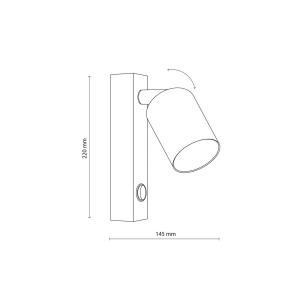 Nástenné bodové svietidlo Top, nastaviteľné, vypínač, hnedé, jednoplameňové