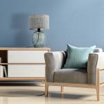 Stolová lampa Melody, výška 48 cm, dymové sivé sklo, sivá látka