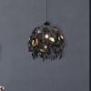 Závesná lampa Leavy, čierna/zlatá, Ø 38 cm, plast