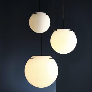 Závesné svietidlo FRANDSEN Koi, sklo, biela/čierna, Ø 19 cm