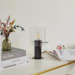 Stolná lampa Lucande Eirian, čierna, sklo, Ø 14 cm, E27