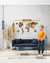 Nástenná drevená mapa sveta 3D, ručne vyrábaná, 300x150 cm industrial