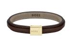 Hugo Boss Hnedý kožený náramok pre mužov Grover 1580329 17,5 cm