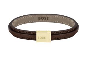 Hugo Boss Hnedý kožený náramok pre mužov Grover 1580329 17,5 cm