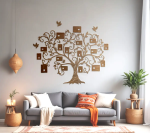 Drevený nástenný rodostrom so 17 fotorámikmi, 160x180cm orech