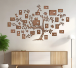 Drevený nástenný rodostrom s 23 fotorámikmi, 210x160cm teak