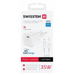 NABÍJAČKA 35W GaN (1x USB-C 35W) + DÁTOVÝ KÁBEL USB-C/LIGHTNING 1,2 M Biela