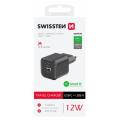 SWISSTEN SÍŤOVÝ ADAPTÉR 12W 1x USB-C + 1x USB-A  ČERNÝ