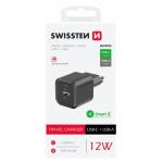 SWISSTEN SÍŤOVÝ ADAPTÉR 12W 1x USB-C + 1x USB-A  ČERNÝ