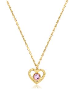 S`Agapõ Nežný pozlátený náhrdelník Srdiečko s kryštálom Lucky Light SKT36