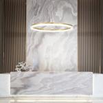 Ideal Lux LED závesná lampa Crown Ø 80 cm, kov mosadznej farby