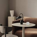 ferm LIVING LED dobíjacia stolová lampa Arum, čierna, stmievateľná, IP44