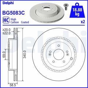 DELPHI Brzdový kotúč BG5083C