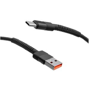 MobilNET Dátový a nabíjací pletený kábel USB/USB-C, 3A, 1m, čierny KAB-0234-USB-TYPEC
