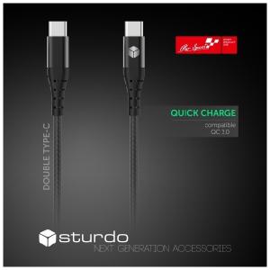 Sturdo Dátový a nabíjací kábel USB-C/USB-C, 2,4A, 1m, čierny KAB-0080-STU-TYPEC