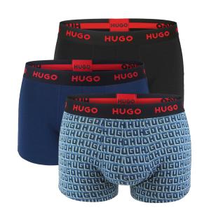 HUGO - boxerky 3PACK cotton stretch modern blue logo HUGO & dark color combo - limitovaná fashion edícia (HUGO BOSS)