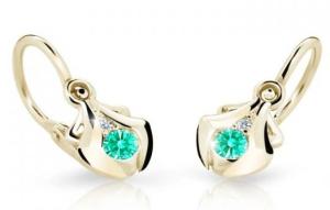 Cutie Jewellery Zlaté detské náušnice C2224-10-X-1 svetlo zelená