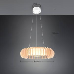 Monte LED závesná lampa, Ø 60 cm, svetlé drevo, drevo, CCT