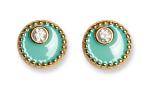 Oliver Weber Pozlátené náušnice so zeleným smaltom Meliora 62258G TUR