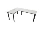 Expedo Počítačový rohový stôl LOOK N, 200/135x73-76x65, biela/čierne nohy