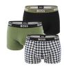 BOSS - boxerky 3PACK cotton stretch power design army green & pepita combo - limitovaná fashion edícia (HUGO BOSS)