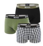 BOSS - boxerky 3PACK cotton stretch power design army green & pepita combo - limitovaná fashion edícia (HUGO BOSS)