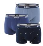 BOSS - boxerky 3PACK cotton stretch power design blue & BOSS shapes print - limitovaná fashion edícia (HUGO BOSS)