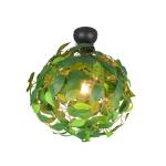 Stropné svietidlo Leavy, čierna/zelená, Ø 38 cm, E27, 1 svetlo